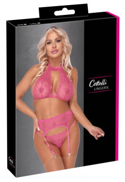 Комплект білизни - 2214482 Cottelli Collection Bra Suspender Set Pink - S/M