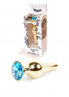 Анальна пробка - Jewellery Gold Butt Plug Light Blue