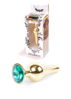 Анальна пробка - Jewellery Gold Butt Plug Green