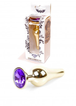 Анальна пробка - Jewellery Gold Butt Plug Purple