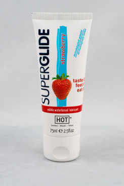 Оральная смазка - HOT Superglide Edible Lubricant Waterbased - STRAWBERRY, 75мл