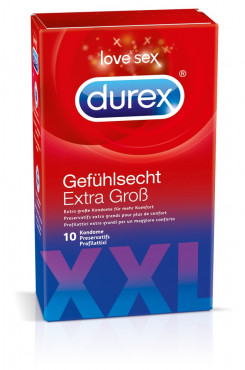 Презервативы - Durex Gefühlsecht Extra Gross, 10 шт.