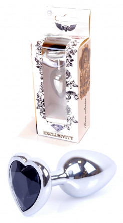 Анальная пробка Boss Series - Jewellery Silver Heart PLUG Black S, BS6400047