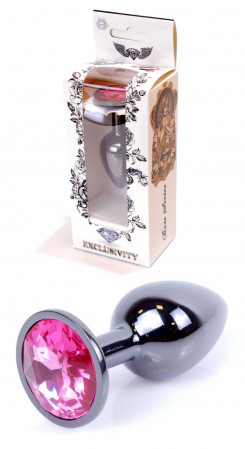 Анальная пробка Boss Series - Jewellery Dark Silver PLUG Pink S, BS6400026