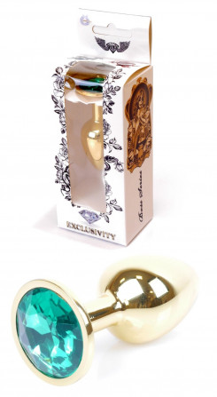 Анальная пробка Boss Series - Jewellery Gold PLUG Green S, BS6400024
