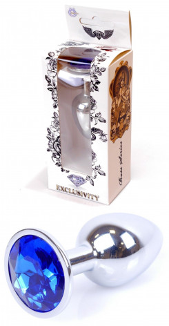 Анальная пробка Boss Series - Jewellery Silver PLUG Dark Blue S, BS6400010