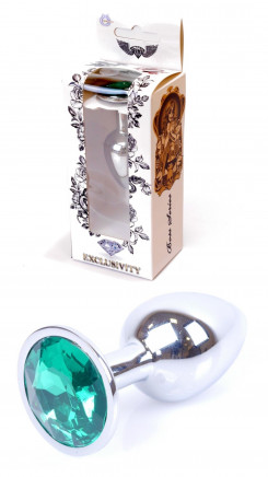Анальная пробка Boss Series - Jewellery Silver PLUG Green S, BS6400011