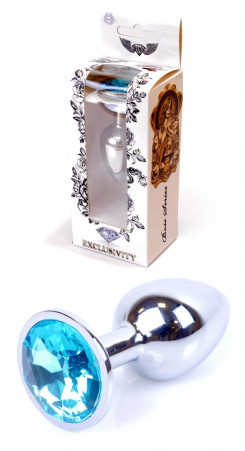 Анальная пробка Boss Series - Jewellery Silver PLUG Light Blue S, BS6400014