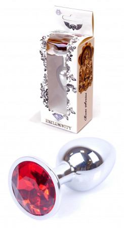 Анальная пробка Boss Series - Jewellery Silver PLUG Red S, BS6400016