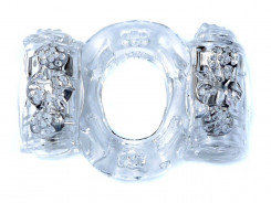 Эрекционное вибро кольцо BOSS Vibrating Cock Ring Double Clear, BS6700034