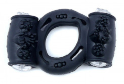 Эрекционное вибро кольцо BOSS Vibrating Cock Ring Double Black, BS6700037