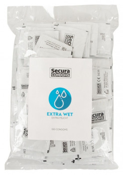 Гладкие презервативы в обильной смазке Secura - Extra Wet, 100 шт