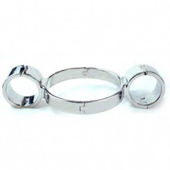 Unisex Luxury Stainless Steel Heavy Duty Neck-Wrist Siamese handcuffs