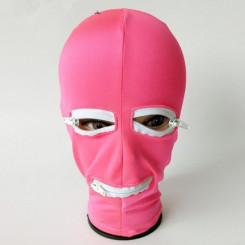 Розовая латексная маска с отверстием для рта и глаз