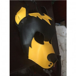 Yellow / Black Leather Dog Hood