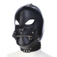 Removable zipper mask Exposed eyes Leather Hood