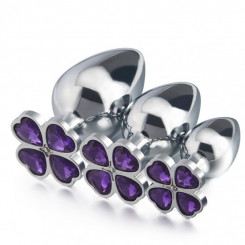 Анальная пробка Metal Clover Butt Plug Jewelry Small Purple