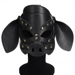 Бдсм маска голова свеньи Leather Pig Mask Black