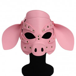 Бдсм маска голова свеньи Leather Pig Mask Pink