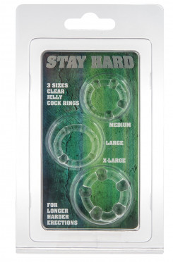 Набор из 3 шт эрекционных колец STAY HARD - Three Rings Clear, 35500-CLEAR