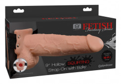 Страпон - Fetish Fantasy Hollow Squirting Strap-on With Balls, 9"