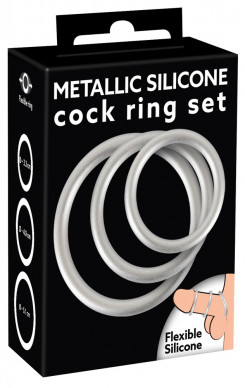 Набор эрекционных колец - Metallic Silicone Cock Ring Set