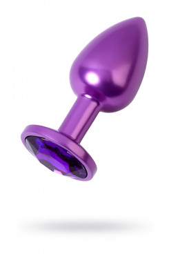 Анальный страз Toyfa Metal фиолетовый, с кристаллом цвета аметист, 7,2 см, ø2,8 см, 50 г