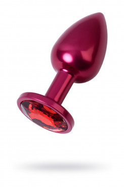 Анальный страз Toyfa Metal красный, с кристаллом цвета рубин, 7,2 см, ø2,8 см, 50 г