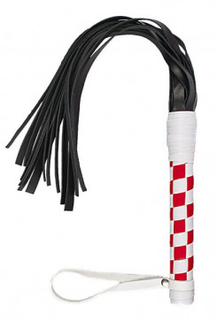 Флогер VIP Leather Flogger, WHITE/RED