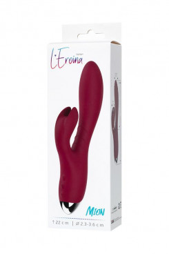 Вібратор - Vibrator with clitoral stimulator L'EROINA by TOYFA Mion, silicone, burgundy, 22 cm