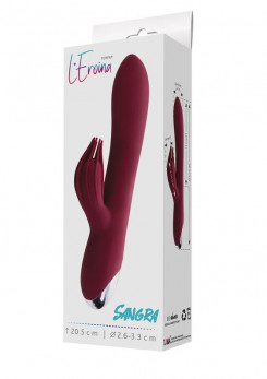 Вібратор - Vibrator with clitoral stimulator L'EROINA by TOYFA Sangra, silicone, burgundy, 20.5 cm