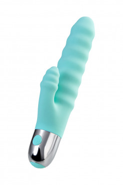 Вібратор - Relief vibrator with clitoral stimulation Flovetta Flax, silicone, mint, 17.5 cm