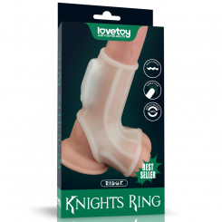 Насадка на член - Vibrating Ridge Knights Ring With Scrotum Sleeve White