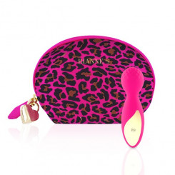 Мини вибромассажер Rianne S: Lovely Leopard Pink, 10 режимов работы, косметичка-чехол, мед.силикон