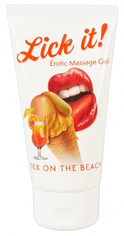 Веганский массажный гель на водной основе с ароматом и  вкусом Lick it - SEX ON THE BEACH , 50 мл