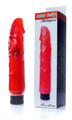 Вибратор Boss Series - Juicy Jelly  Multispeed Red, ( длина 22 см, диаметр 4 см ) BS6700075