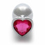 Металлическая анальная пробка  Heart Gem, размер M  цвет: серебристый/розовый  Ouch! (Нидерланды) - [Фото 3]