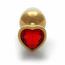 Металлическая анальная пробка  Heart Gem, размер S   цвет: золотистый/красный   Ouch! (Нидерланды) - [Фото 3]