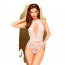 Боди с глубоким декольте и высокими трусиками Penthouse - Toxic Powder White L/XL - [Фото 1]