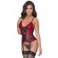 Корсет з підв'язками для панчіх - 2632802 Cottelli Collection Basque Red/Black - [Фото 2]