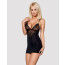 Сатиновый комплект для сна с кружевом Obsessive 828-CHE-1 chemise & thong S/M (мятая упаковка!!!) - [Фото 1]