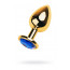Gold anal plug TOYFA Metal with blue round-shaped gem, length 7,8 cm, diameter 2,3-4 cm, weight 170  - [Фото 1]