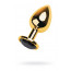 Golden anal plug TOYFA Metal with black heart-shaped gem, length 7 cm, diameter 1,8-3,3 cm, weight 9 - [Фото 1]