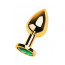 Gold anal plug TOYFA Metal with green round-shaped gem, length 7,8 cm, diameter 2,2-3,5 cm, weight 9 - [Фото 3]