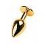 Gold anal plug TOYFA Metal with black round-shaped gem, length 7,8 cm, diameter 2,3-4 cm, weight 170 - [Фото 3]