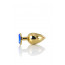 Gold anal plug TOYFA Metal with blue round-shaped gem, length 7,8 cm, diameter 2,3-4 cm, weight 170  - [Фото 5]