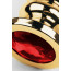 Gold anal plug TOYFA Metal with dark red round-shaped gem, length 8,5 cm, diameter 2,5-3,8 cm, weigh - [Фото 2]