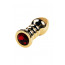 Gold anal plug TOYFA Metal with dark red round-shaped gem, length 8,5 cm, diameter 2,5-3,8 cm, weigh - [Фото 4]