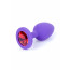 Анальна пробка - Silikon Purple Plug Small Red Diamond - [Фото 4]