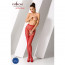 Эротические колготки-бодистокинг Passion S010 red, с доступом, геометрический рисунок - [Фото 1]